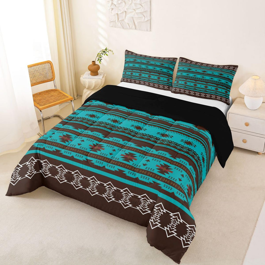 Boho Aztec Ethnic Comforter Set Tribal Bedding Set Queen Size