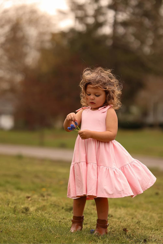 Toddler Girl Summer Dress Little Girls Casual Beach Party Bowknot Sling Sundress with Pocket