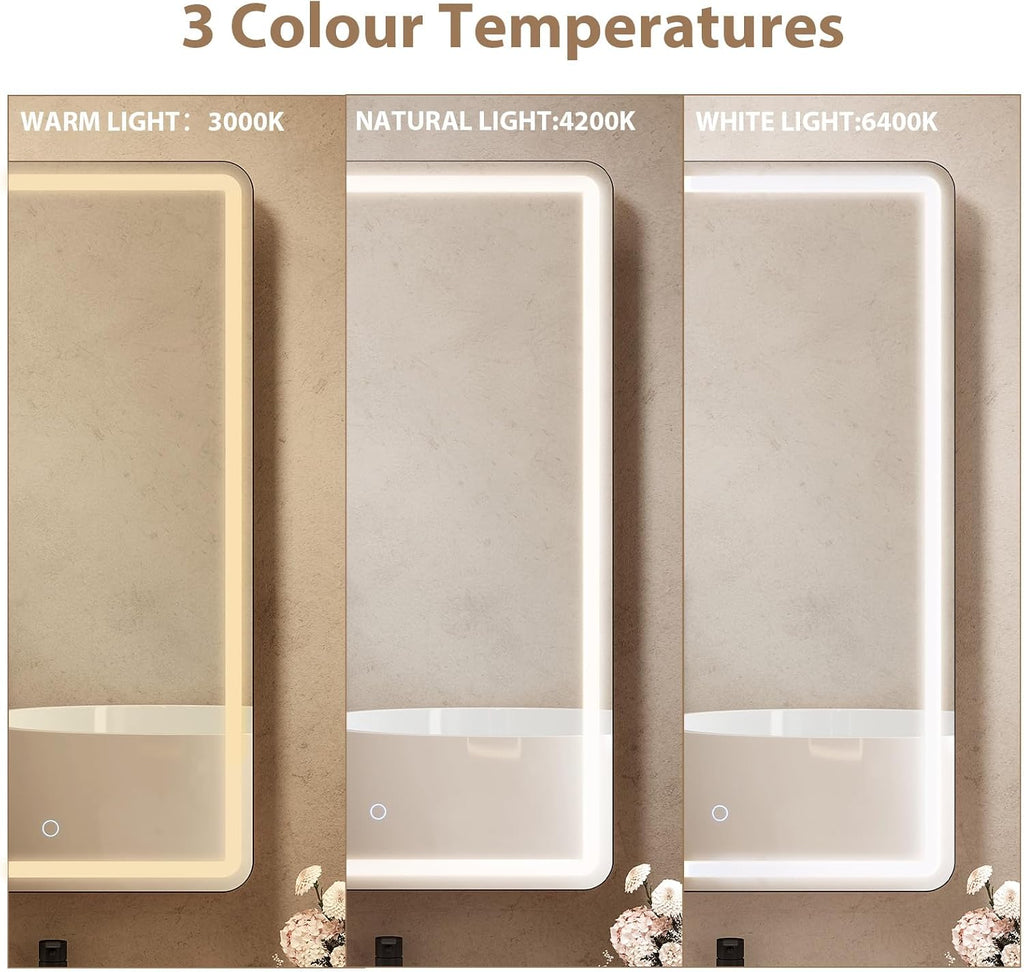 24x36 Inch LED Lighted Medicine Cabinet with Mirror , Wall Mounted or Recessed Mirror Cabinet with 3X Magnifying