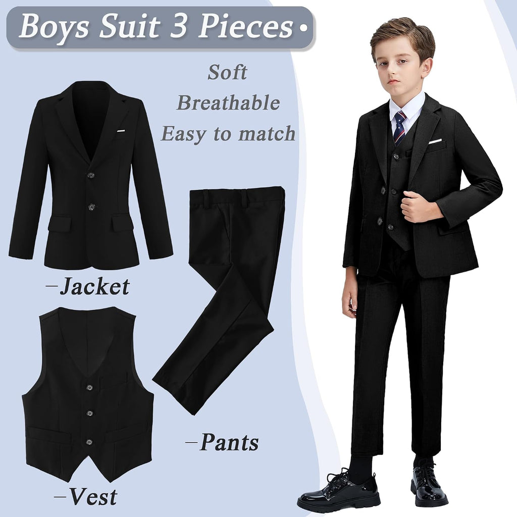 Boys' 3 Piece Suit Set Slim Fit Kids Suits Toddler Formal Tuxedos