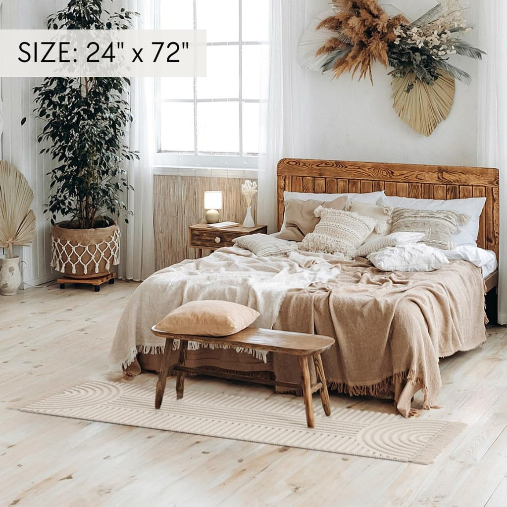 Beautiful Boho Runner Rug with Tassels - Soft Cotton