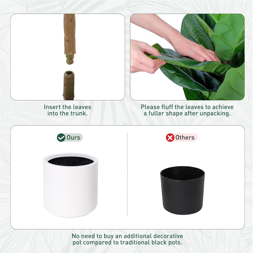 Artificial Fiddle Leaf Fig Tree 5FT Faux Fiddle Leaves Fig Tree Artificial Plants in Pot Outdoor Fake Tree Plants
