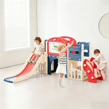 11-in-1 Toddler Playset, Indoor Playground for Kids, Toddler Indoor Playground with Slide, Climber, Basketball Hoop &