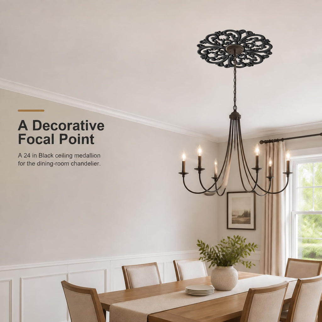 24" OD x 5" ID Black Ceiling Medallion 4-Piece Set
