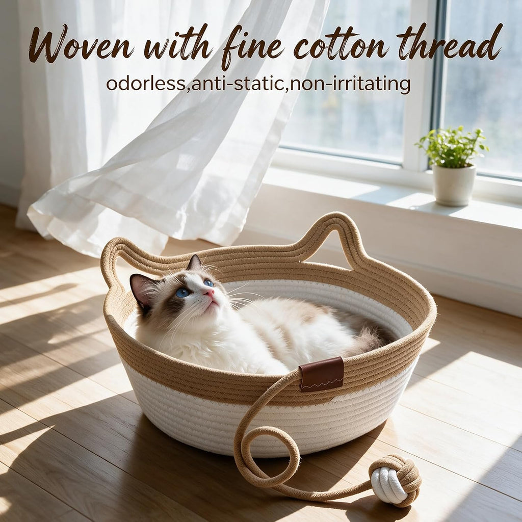 Handwoven Cotton Rope Cat Bed Basket