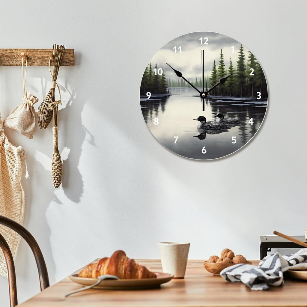 Loon Rustic Wall Clock Lake Time Wall Clocks Battery Operated