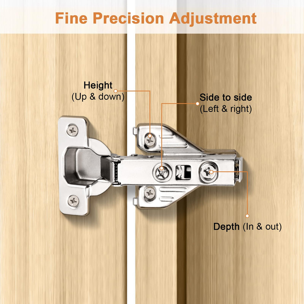 Full Overlay Soft Close Clip On Face Frame Mounting Cabinet Hinges, Nickel Plated Door Hinges, Concealed Screws 105