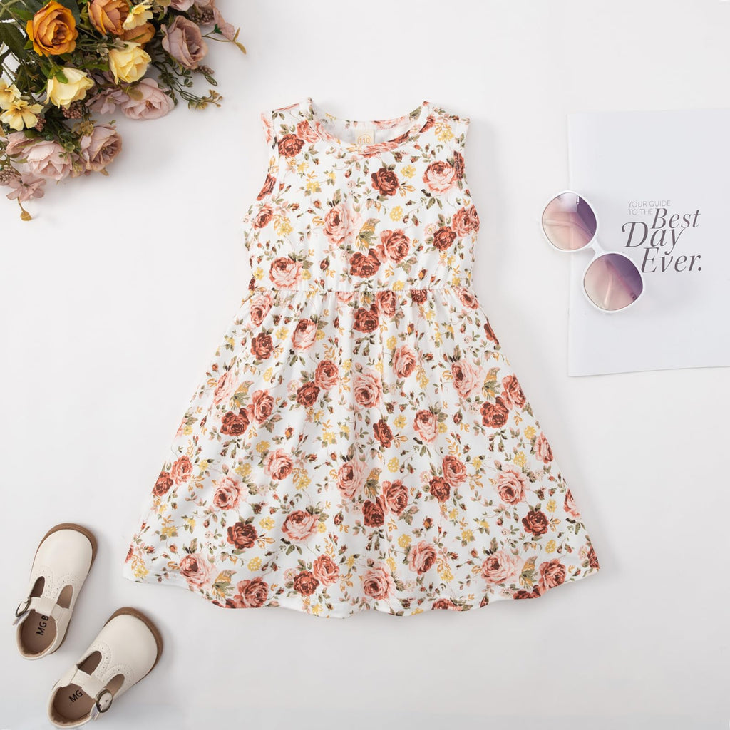 Kid Toddler Girl Fall Dress+Cardigan 2 Piece Floral/Plaid Sleeveless Dress and Cardigan Set