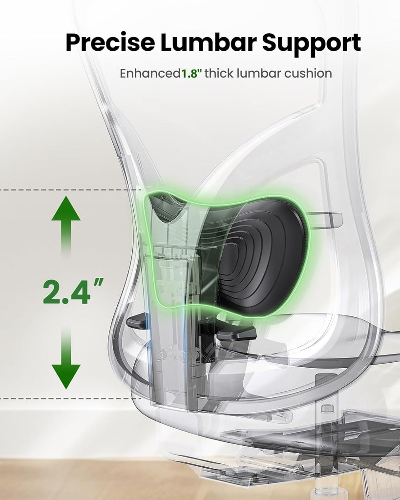 Ergonomic Office Chair Ergonomic Gaming Chair with Lumbar Support, 2D Headrest, Adjustable Armrests, Contoured Seat