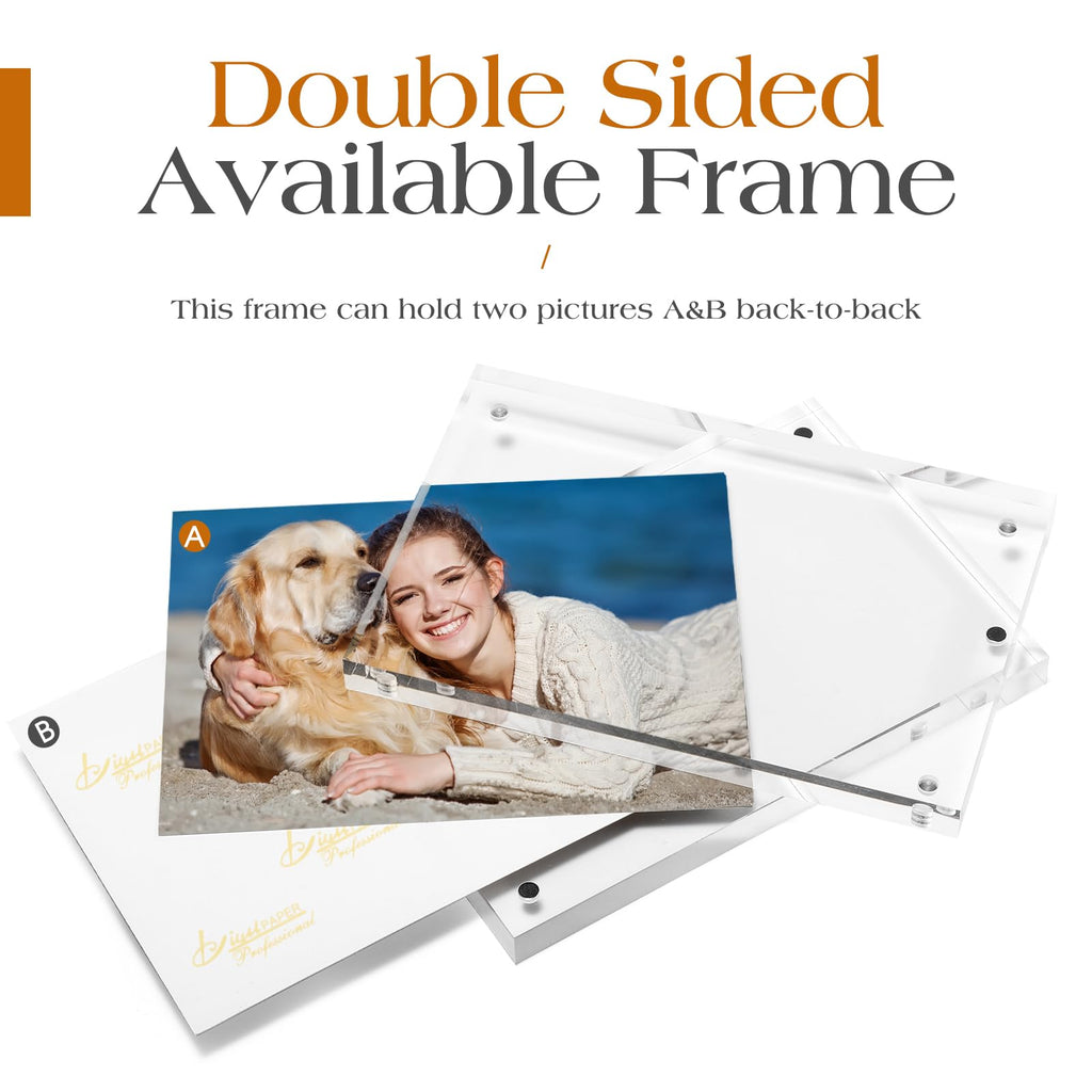 4x6 Acrylic Frame 2 Pack, 20MM Thicker Frameless Clear Picture Frames