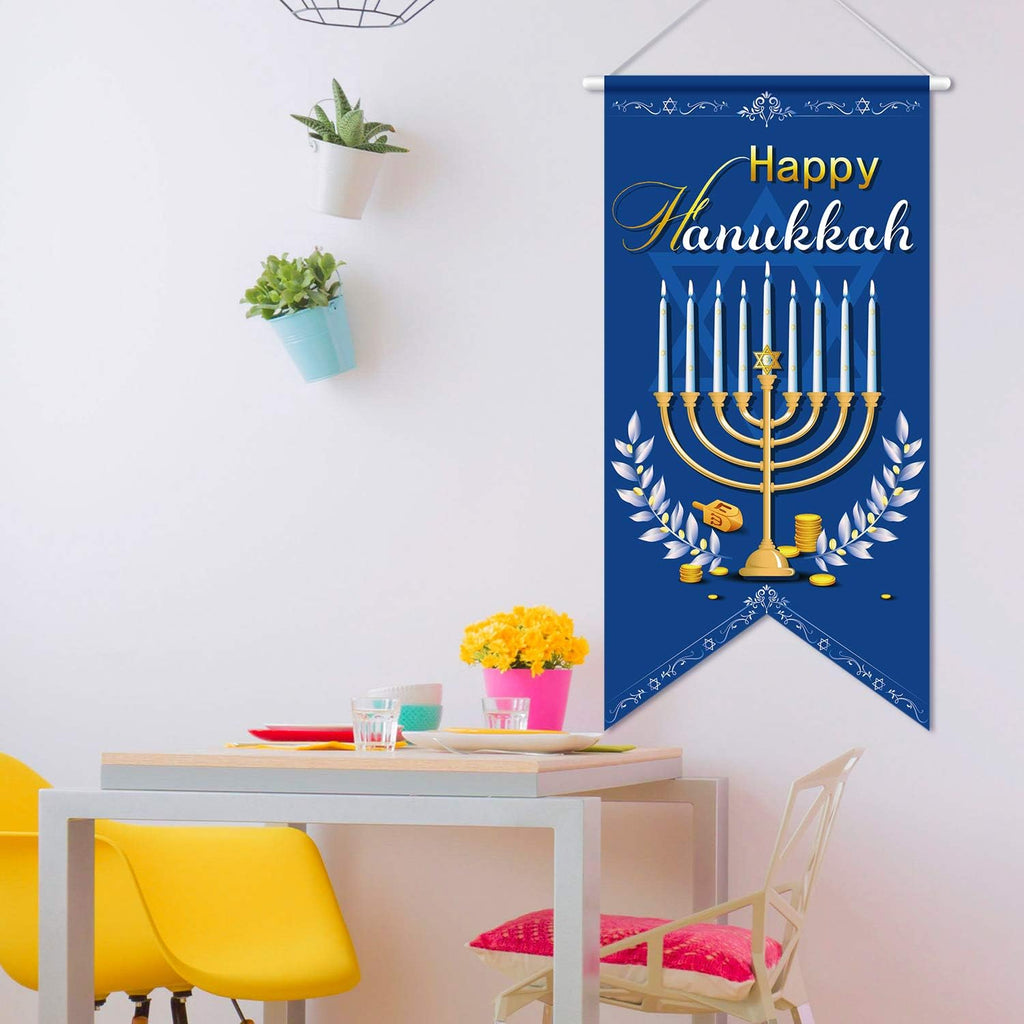 Happy Hanukkah Banner Door Sign Flag Jewish Holiday Decor