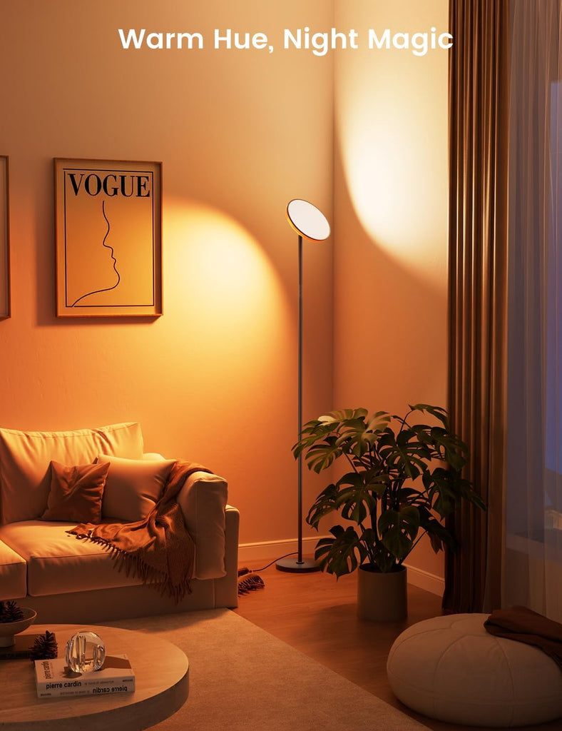 LED Torchiere Floor Lamp with RGB Ambient Light, 42W 3700LM Bright Dimmable Sky Lamp