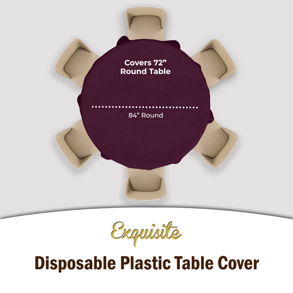 12-Pack Premium Plastic Tablecloth Pack of 12 Premium Plastic Tablecloth 84 Inch Round Table Cover - Plum