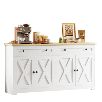 Buffet Cabinet, 59" W Kitchen Storage Cabinet with Drawers & Doors