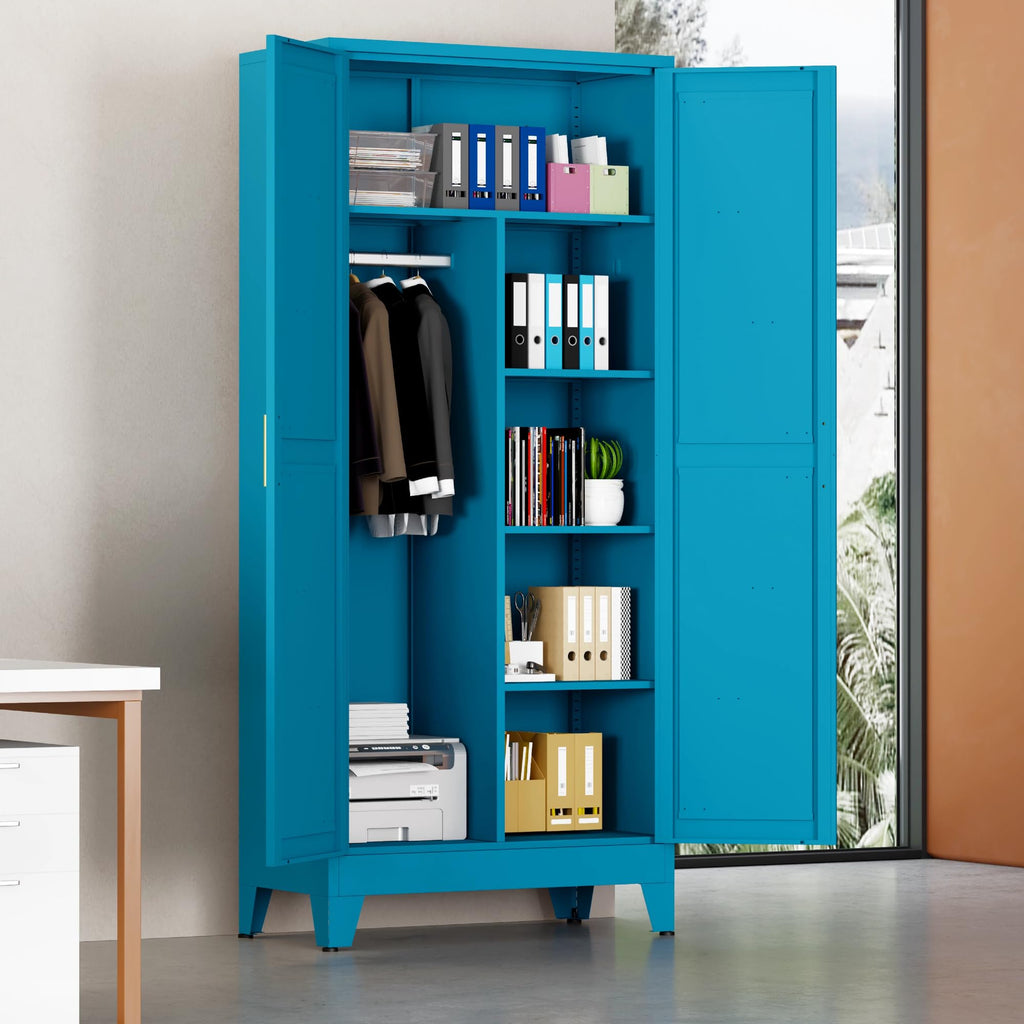Wardrobe Closet with Doors, Armoire Wardrobe Closet with 4 Shelves