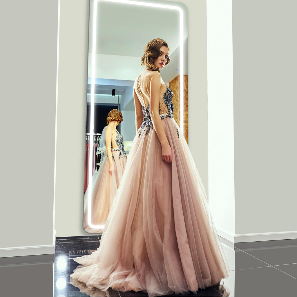 71"x28" LED Full Length Mirror, Lighted Floor Mirror, Rect