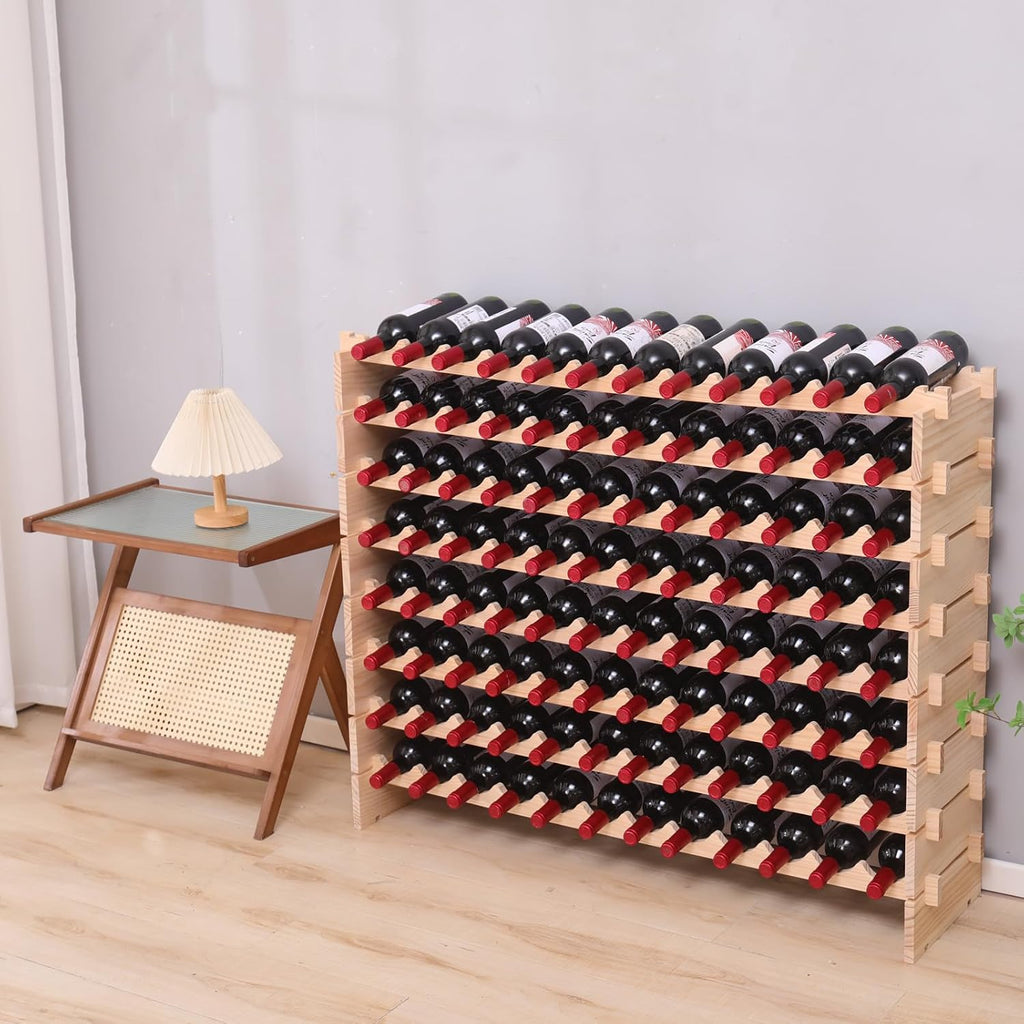 Wooden Stackable Storage Modular Wine Rack cabinet-96bottle Freestanding for Floor Wine Rack