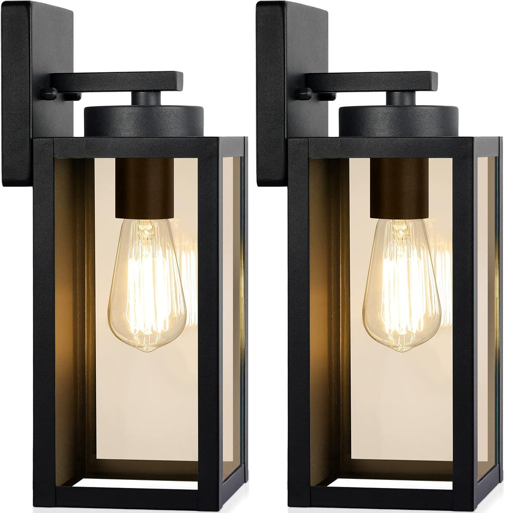 Outdoor Wall Light Fixtures, Exterior Waterproof Wall Lanterns, Porch Sconces Lighting with E26 Sockets & Glass Shades