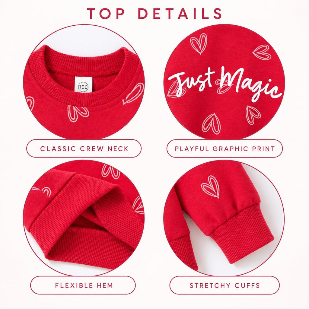 Toddler Girls Fall Heart Sweatshirt Jogger Pants Set