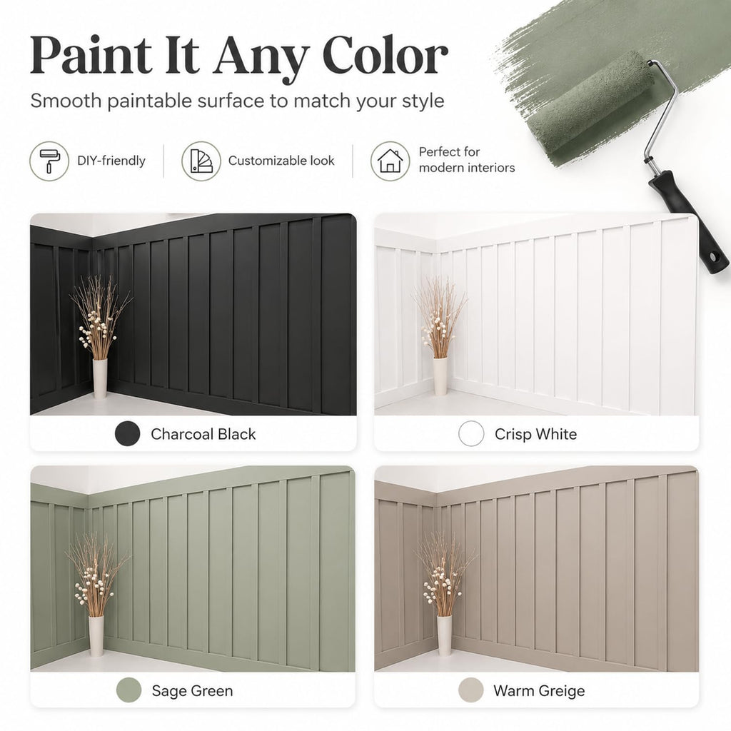 118 x 45 Inches Mdf Board and Batten Wall Panel Kit Wainscoting
