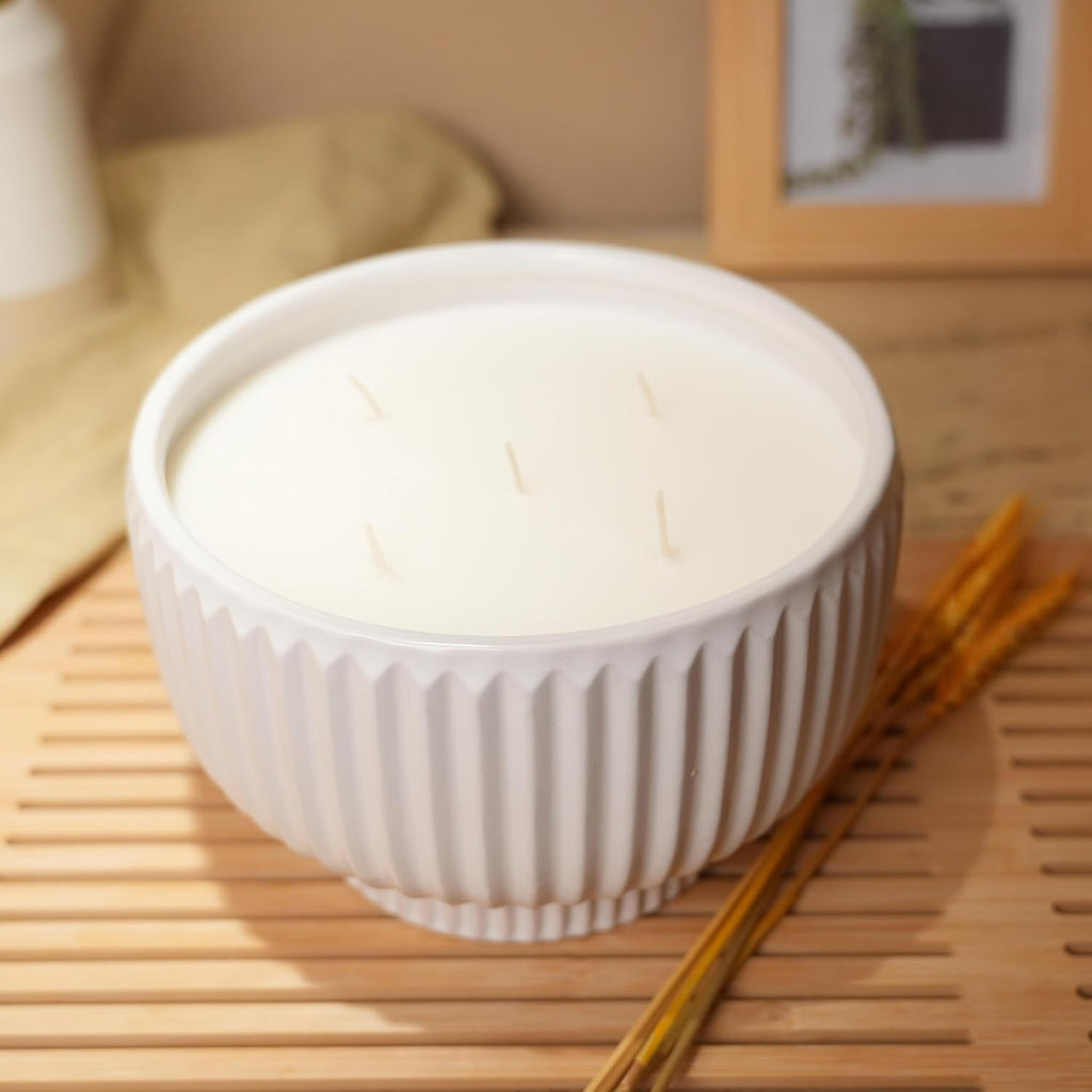 8" Ceramic Bowl Candle Bamboo 50 oz - Set of 48