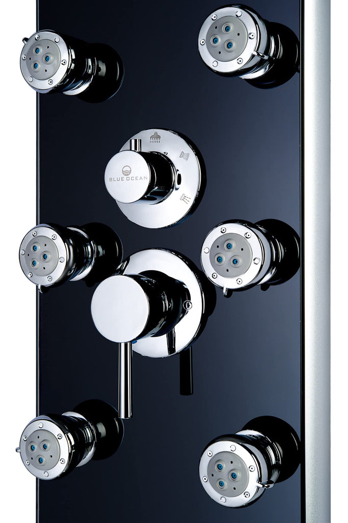 52" Aluminum SPA392B Shower Panel Tower System with Rainfall Shower Head and 8 Adjustable Massage Jets (Black)