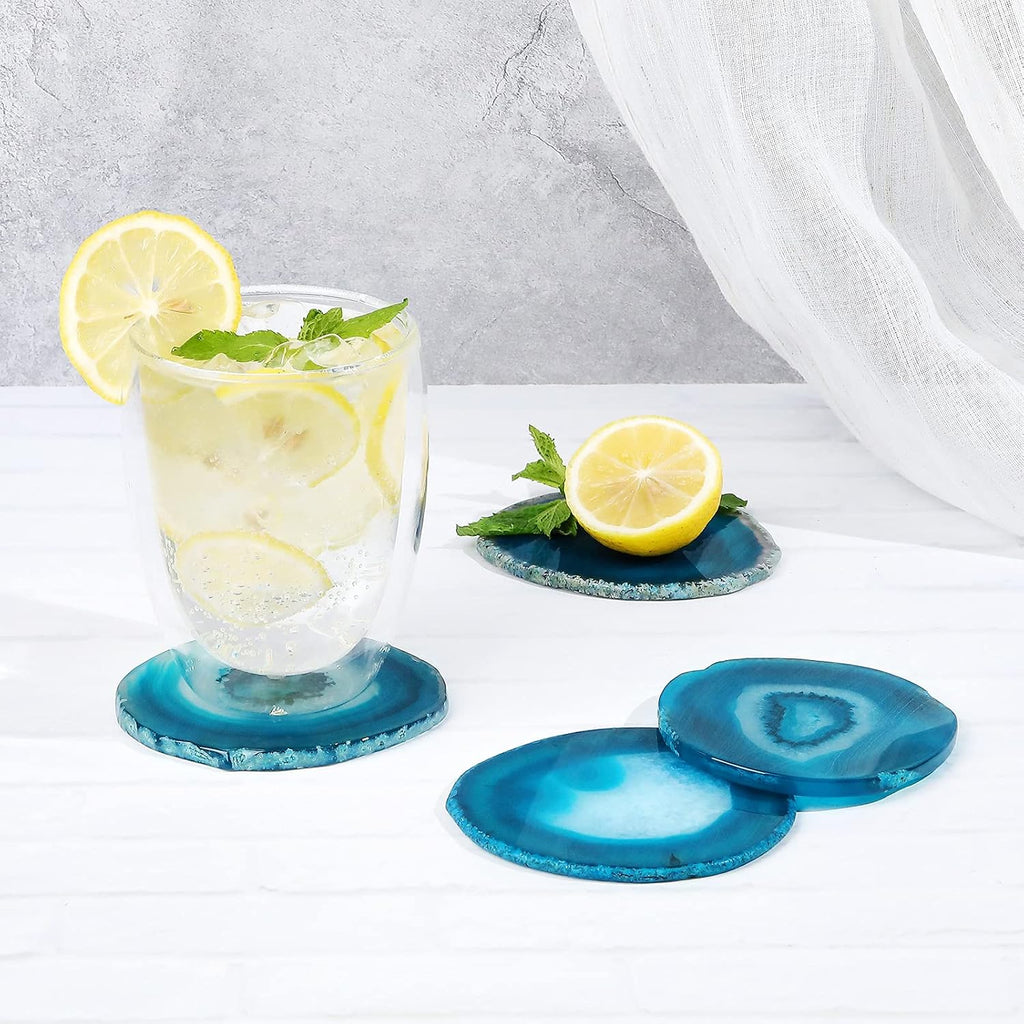 Blue Agate Coaster for Coffee Table - Set of 4