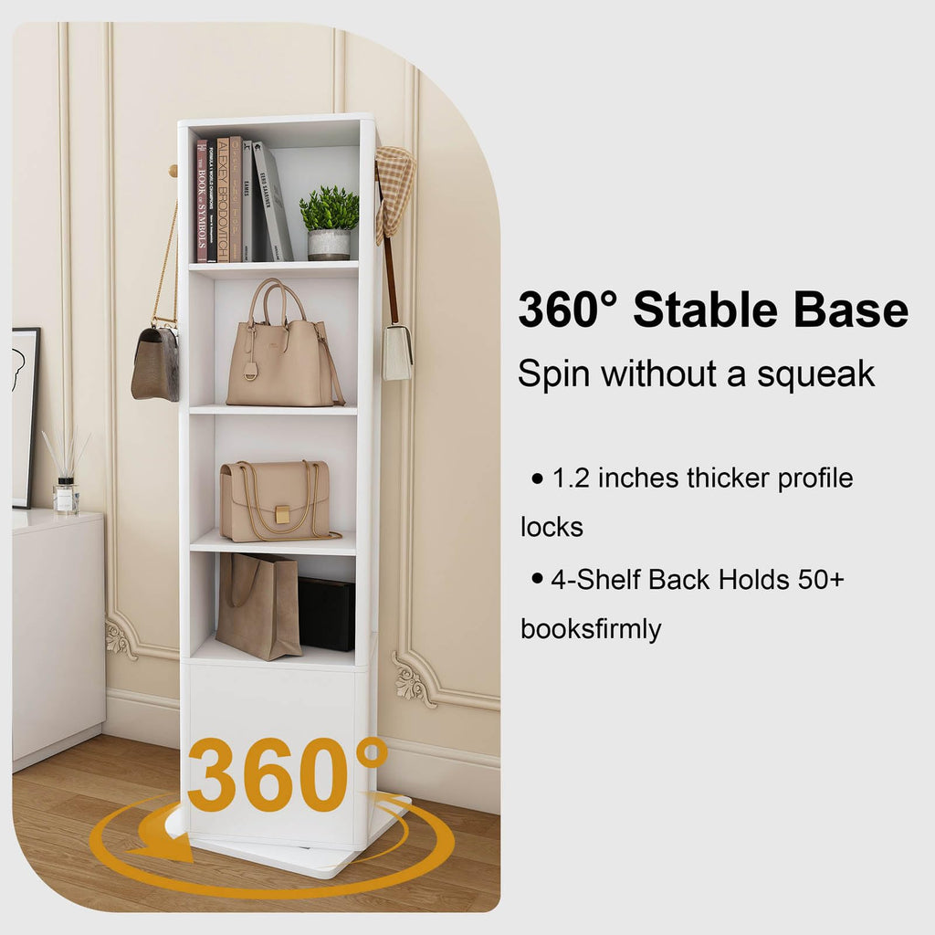 360° Rotating Mirror with Storage, 66" Jewelry Mirror Full Length, White