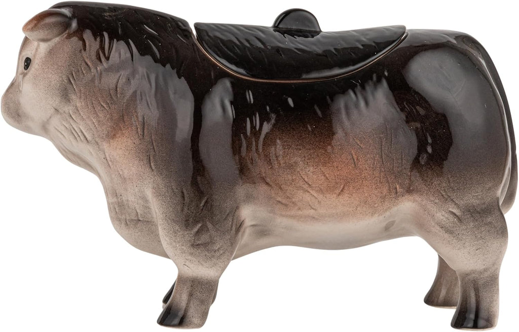 Vintage Ceramic Cow Cookie Jar, Black and Brown