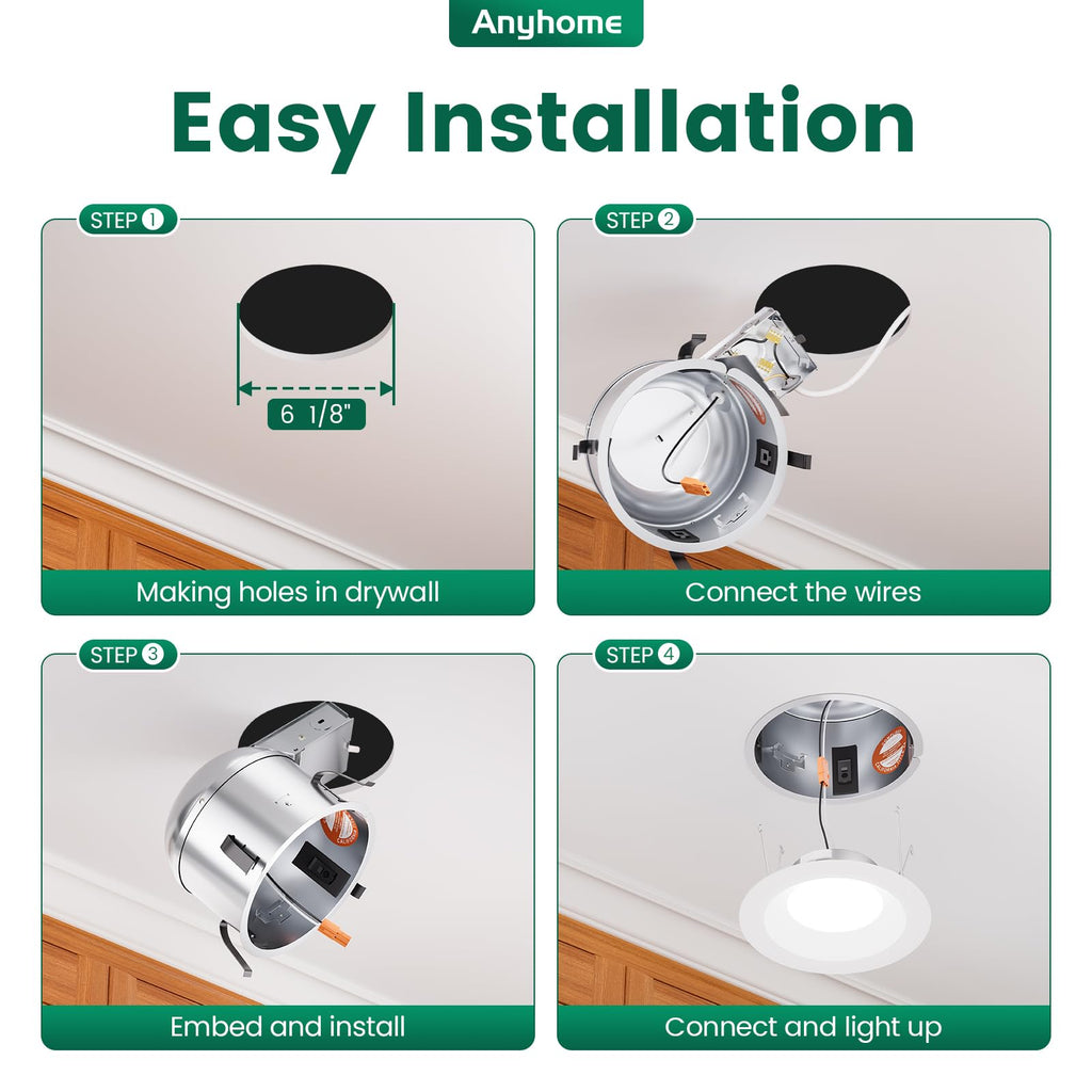 6 Inch Remodel Recessed Light Housing,Can Light Housing 6 Pack