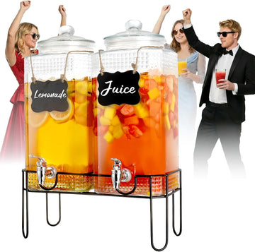 Gallon For Parties,Lemonade Beverage Dispenser With Stand And Spigot For BBQ, Picnic, Party,Laundry Detergent - Set of 2