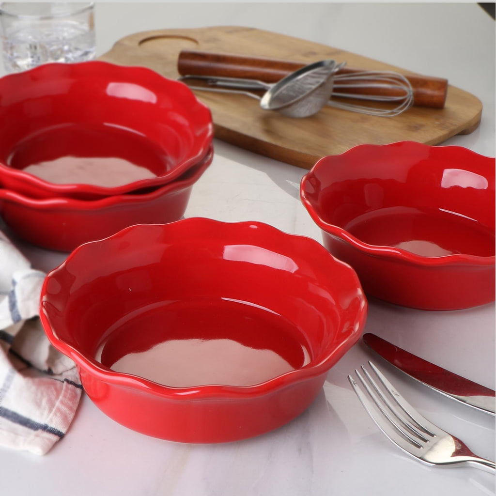 6.8 Inch Ceramic Pie Pans, 16 oz Deep Dish Pie Pan Set of 4
