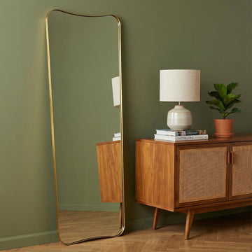 24" x 65" Full Length Mirror, Brushed Gold Floor Mirror with Premiun Stainless Steel Thin Frame, Antique Italian