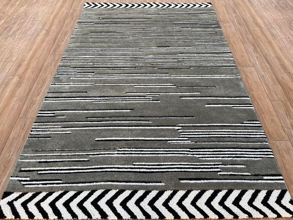 Crafted with Care: Premium Hand-Tufted New Zealand Wool Carpets for Area Rugs 13' x 10' (Rectangular) Grey/Black1
