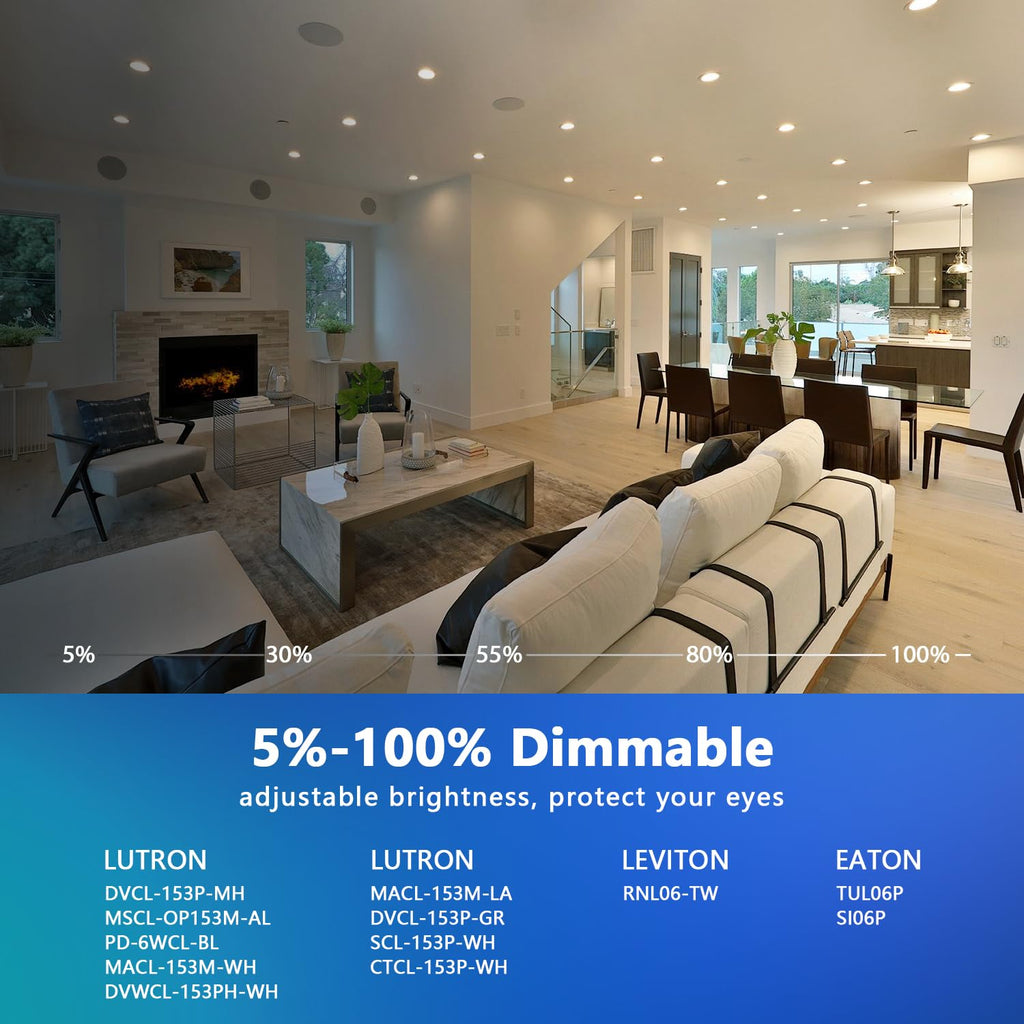 6 Inch Recessed Lights, 5CCT LED Can Lights, Dimmable, 24 Pack,White