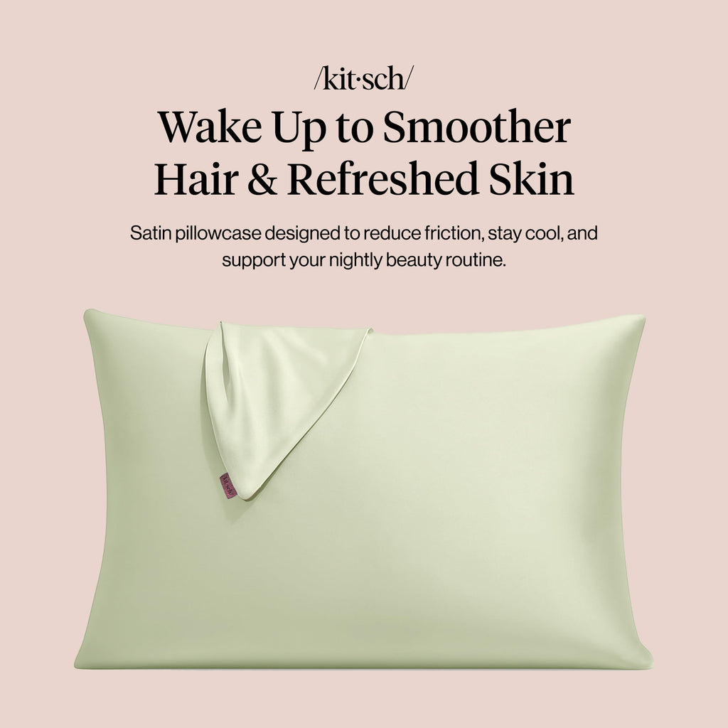 Satin Pillowcase With Zipper - Standard Size, Sage