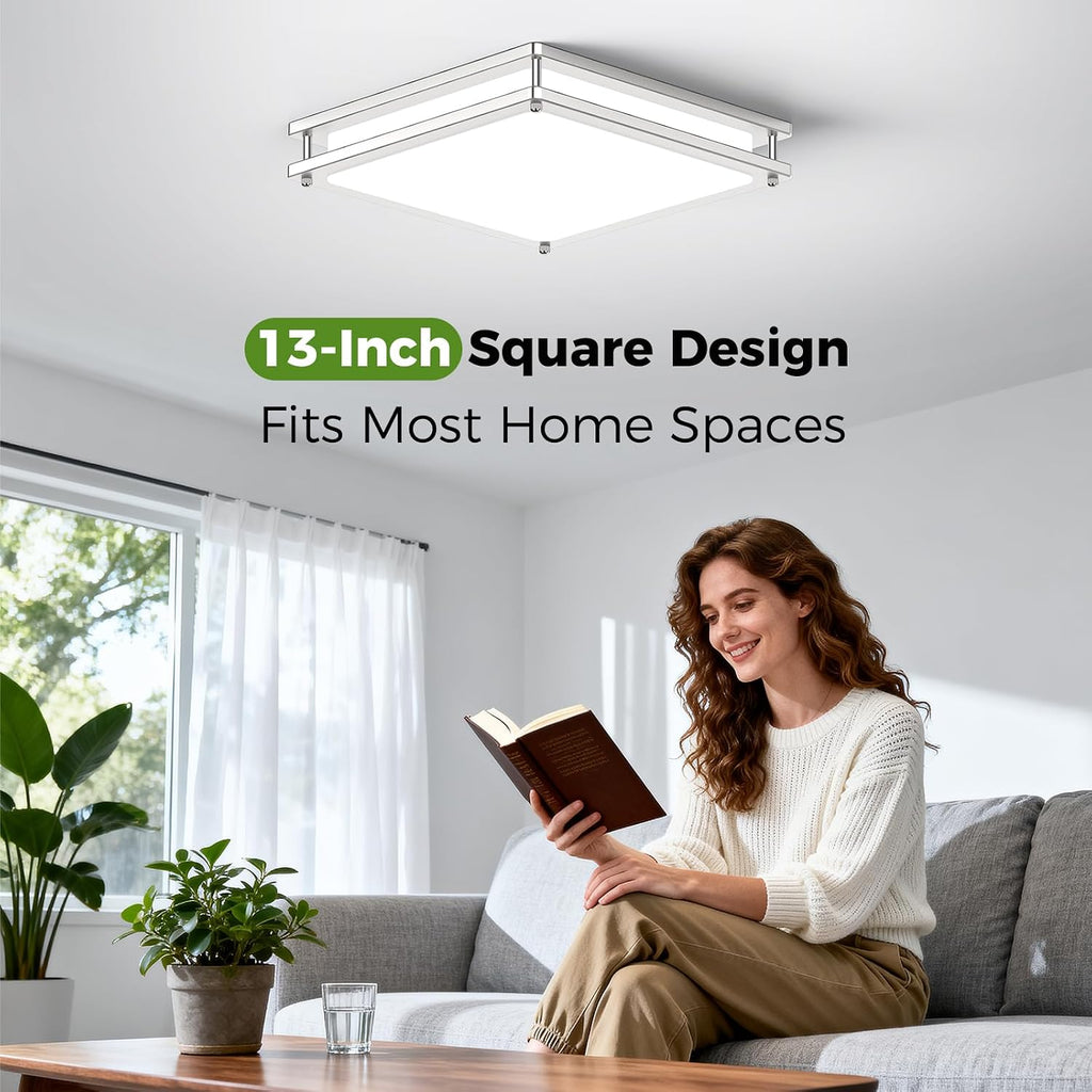 13 Inch Dimmable LED Ceiling Lights , 1-Pack 36W Square Flush Mount Light Fixtures, 3200LM Super Bright