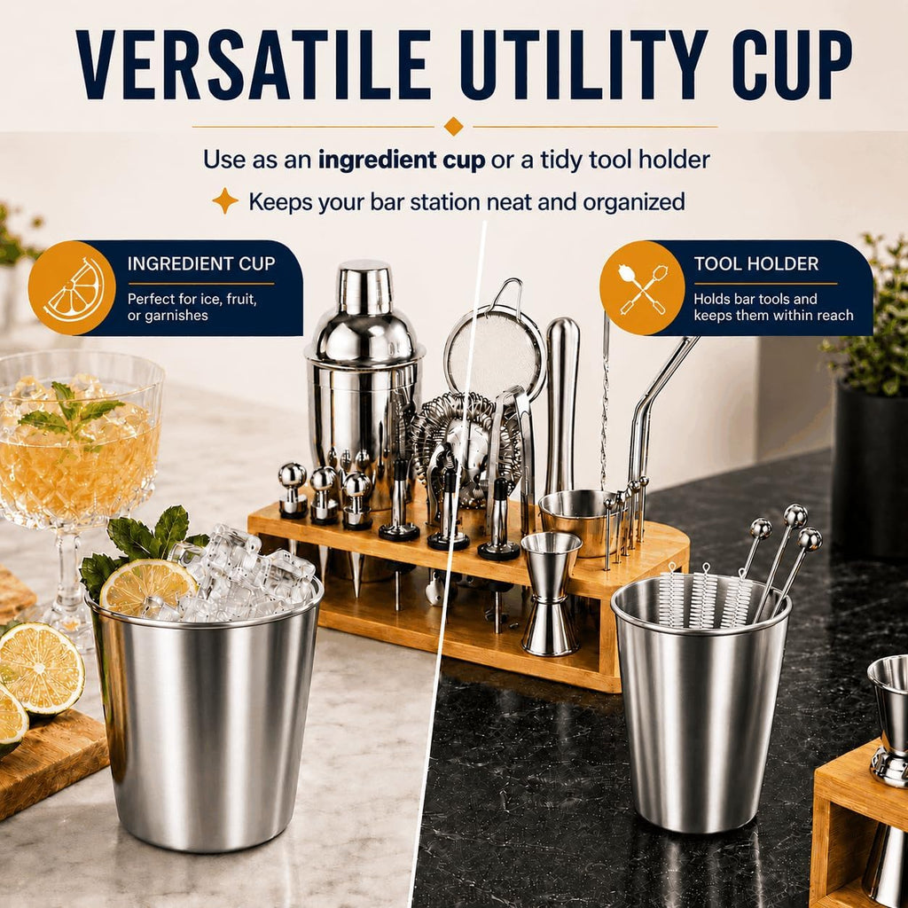 Cocktail Shaker Set, 26-Piece Premium Mixology Bartender Kit - 18/8 Stainless Steel Bar Set with Bamboo Stand - Set of 26
