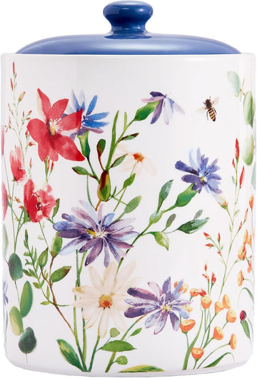 Summer Provence Ceramic Air Tight 9 inch Cookie jar, for holding coffee, powder, tea, spices, Microwave