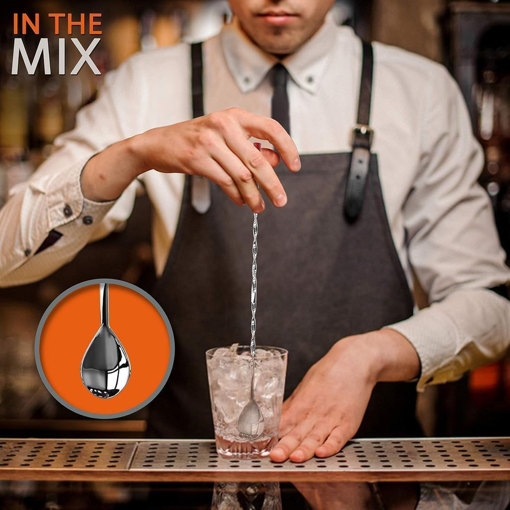 Mixology Bartender Cocktail Shaker Set - Includes 15 & 30 oz Stainless Steel Shakers, 6 Bottle Pourers & More - Set of 15