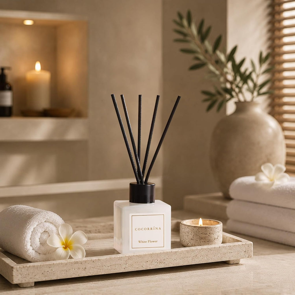 Hotel Collection Reed Diffuser Set, 1.7 fl oz Trio, Mahogany Teakwood, White Flower & White Tea, Home Fragrance