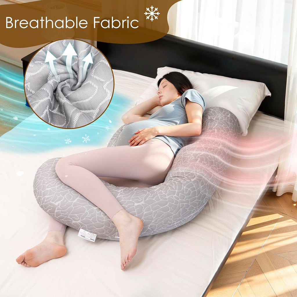 Pregnancy Pillow, F Shaped Maternity Pillow, Adjustable Pregnancy Wedge Pillow with Full Body Support for Back