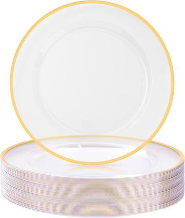 Inch Clear Charger Plates with Gold Rim - Set of 50