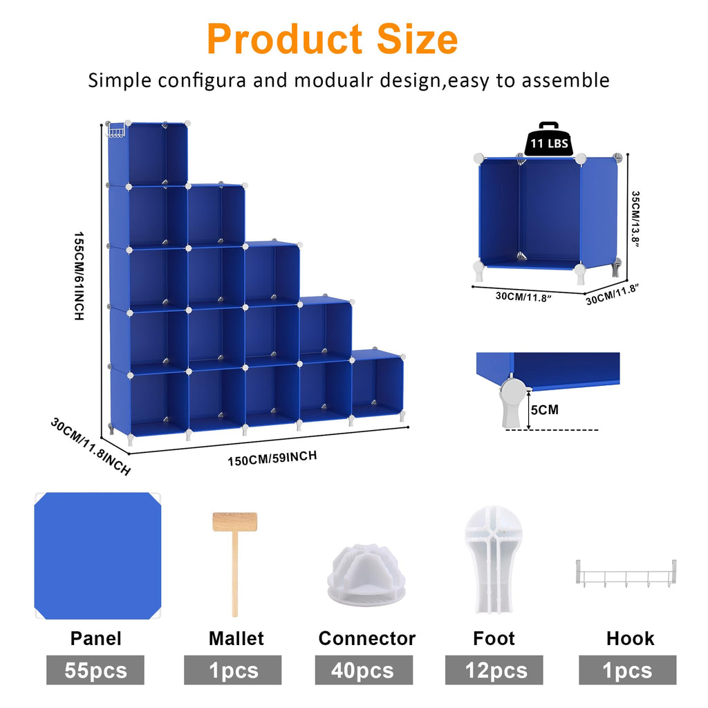 Cube Storage Organizer, Closet Organizers Storage Shelf, 16 Cube