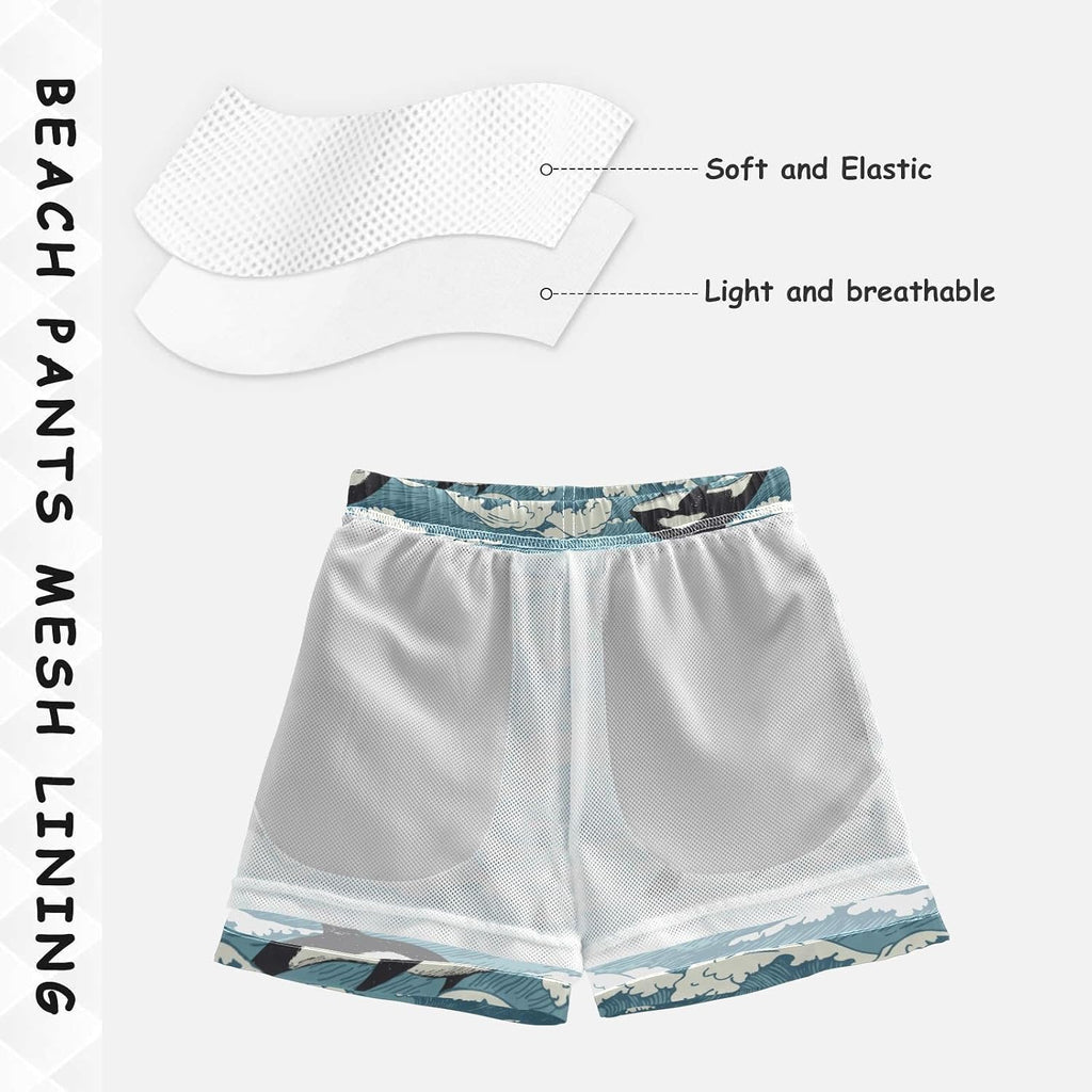 Boys Swim Trunks Toddler Swimsuit Beach Shorts with Mesh Lining