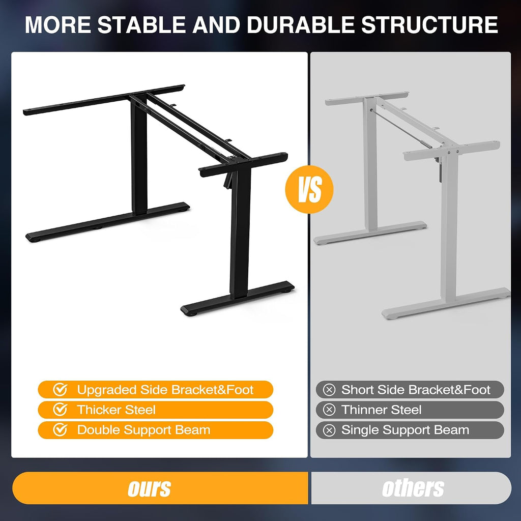 L Shaped Electric Standing Desk - 59x40 Inch Reversible Corner Sit Stand Desk with Hook&Cup Holder,Electric Height