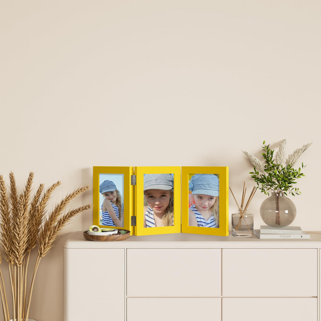 Yellow Triple 5x7 Picture Frame Vertical