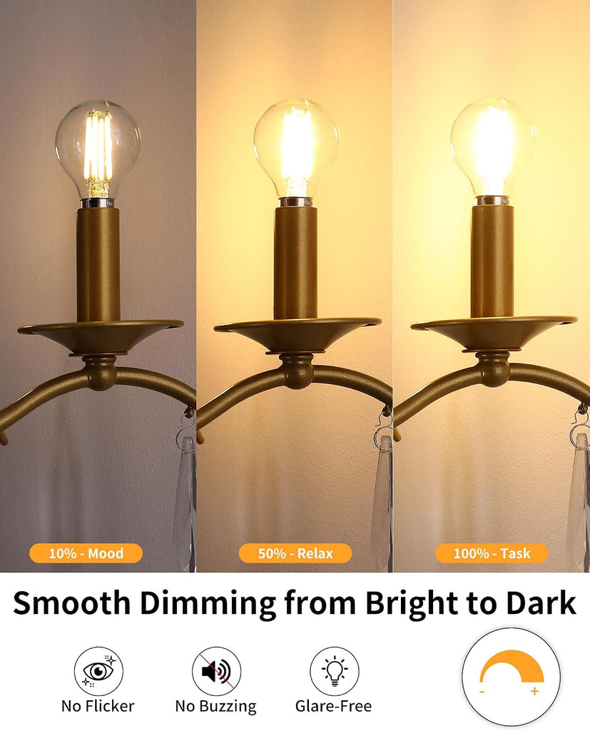 Round E12 Candelabra Bulbs G16.5 60W Equivalent, Dimmable LED Chandelier Light Bulb Soft White 2700K, Globe Lightbulb