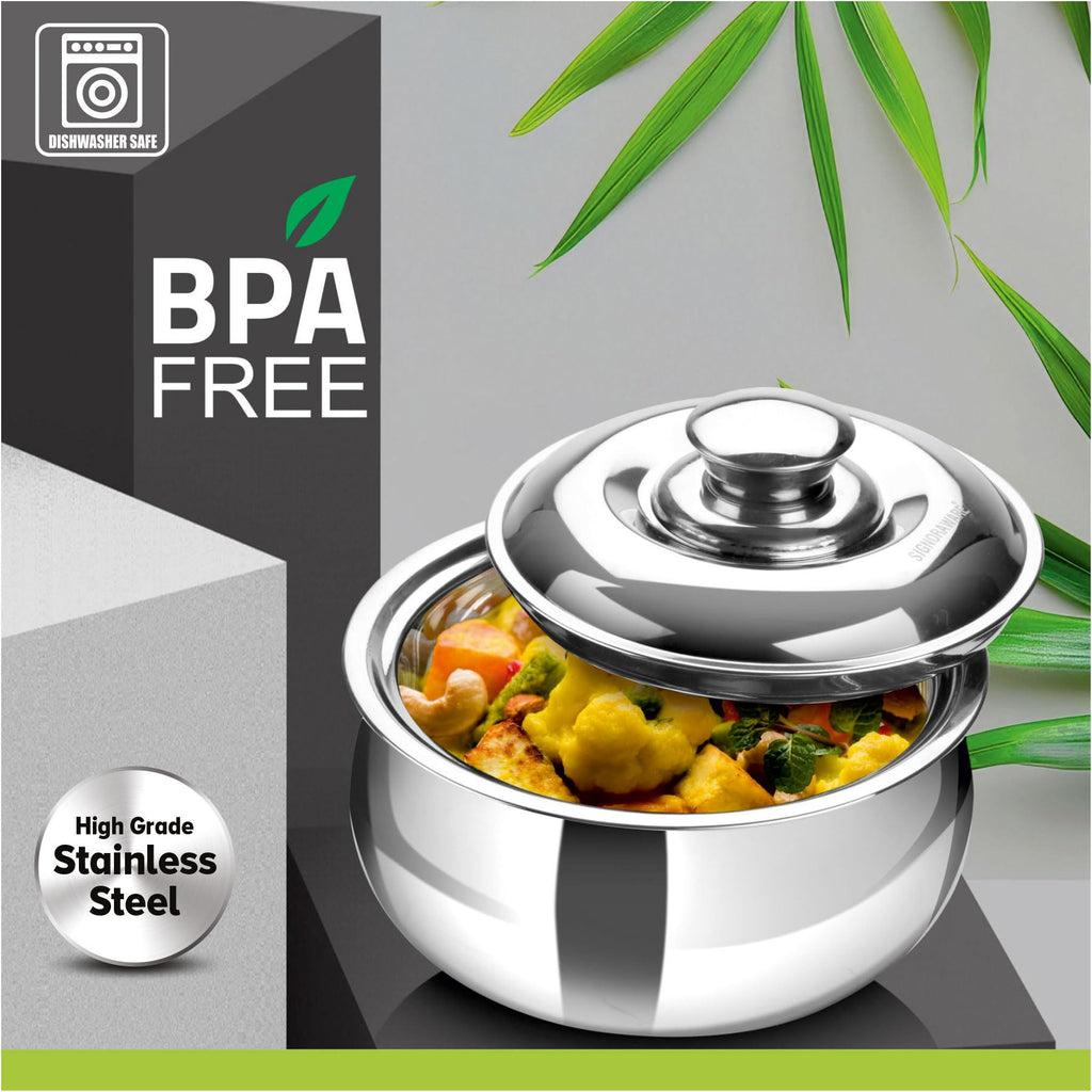 Large Insulated Casserole Dish with Lid 1500ml. Stainless steel Hot Pot Food Warmer/Cooler -Thermal Soup/Salad