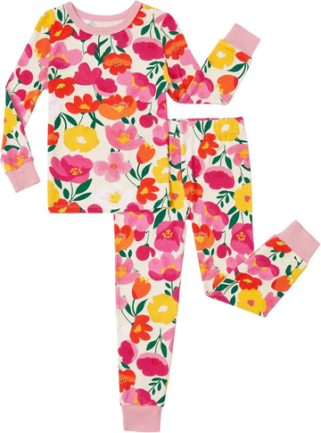 Bamboo Viscose Pajama Set for Toddlers with Improved Tensile Strength, Snug Fit Pjs Sleeper for Baby Boys Girls Kids
